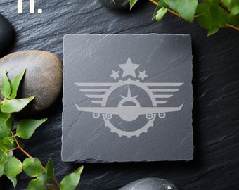 Posavasos de aviación, Posavasos de pizarra para aviadores, Regalos de piloto, Posavasos de piloto, Entusiasta de la aviación, Posavasos de aviación divertidos
