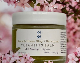 MAKEUP CLEANSING BALM | Makeup Melt & Hydrate | French Green Clay + Sweet Geranium