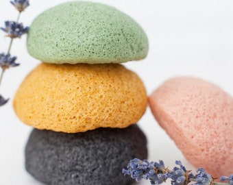 ORGANIC KONJAC SPONGE 2 pack | Facial Cleansing Sponge | Detoxifying Cleanser | Soft & Gentle Face Body Exfoliation | Deep Cleansing Sponge