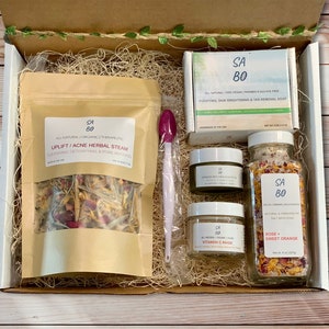 KIT DE AUTOCUIDADO | Kit facial totalmente natural e vegano | Caixa de presente de spa | Presente de dia das mães | Presente para ele | Presente para ela | Presente pensando em você