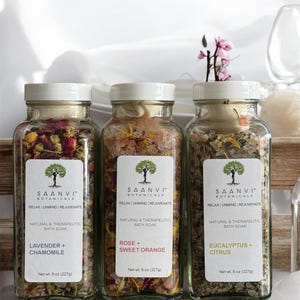 BATH SALTS SOAK 3 pack Gift Set | Floral Bath Salts Kit | Detox & Relax | Holiday Gift | Bday Gift | Gifts for him | Gifts for her
