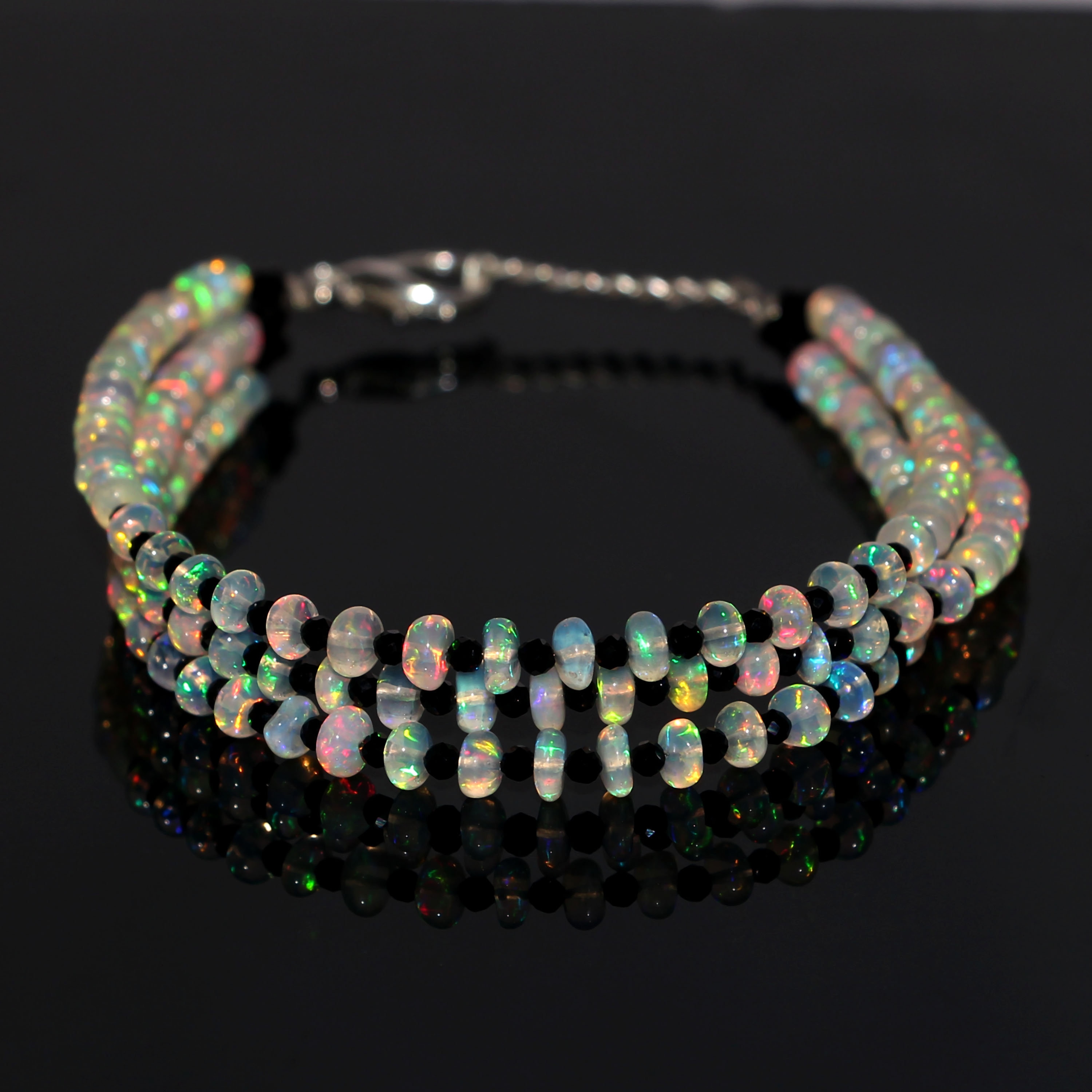 Ethiopian Opal Bracelet Gemstone Bracelet Silver 925 Etsy