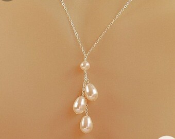 AAA Pearl Necklace | 16+2 Inches Silver 925 Sterling Chain Necklace| 9X11 MM Approx. Stone Size Free Shipping