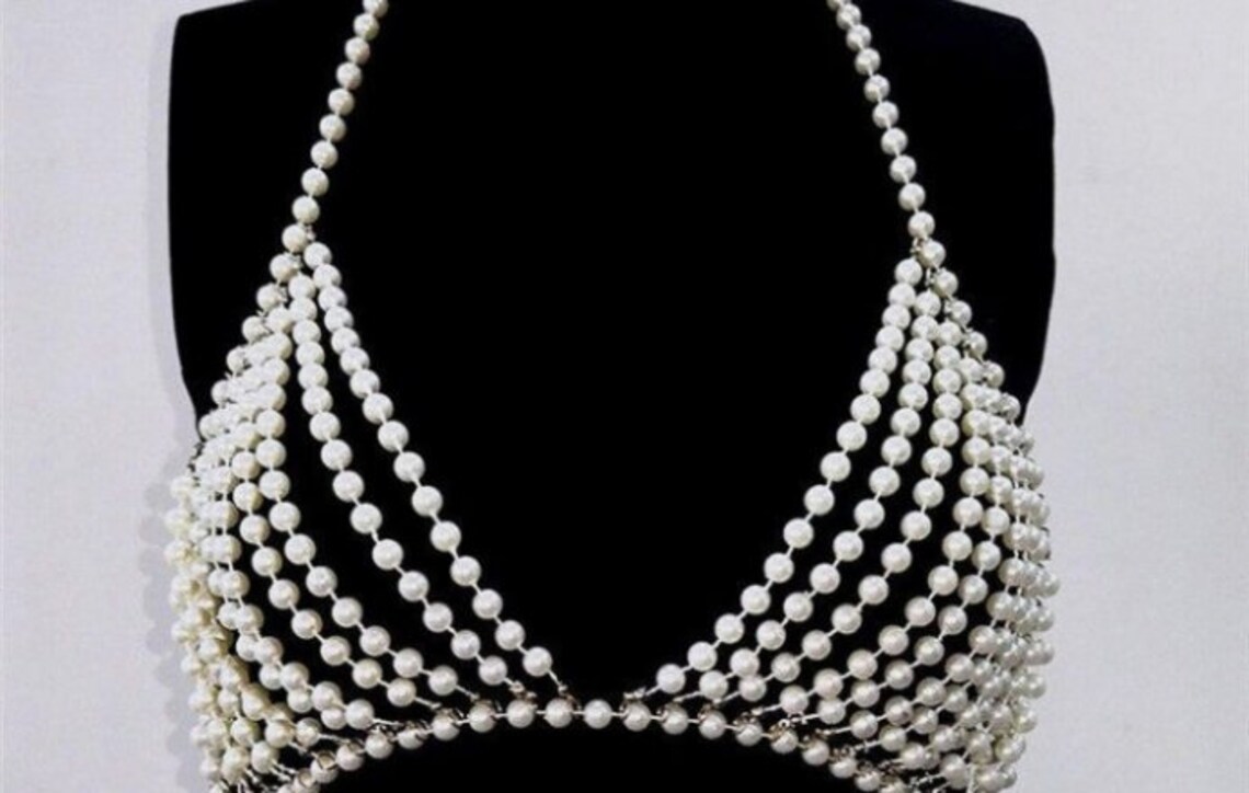 Sexy Women's Beaded Faux Flexible Artificial Pearl Bra Etsy