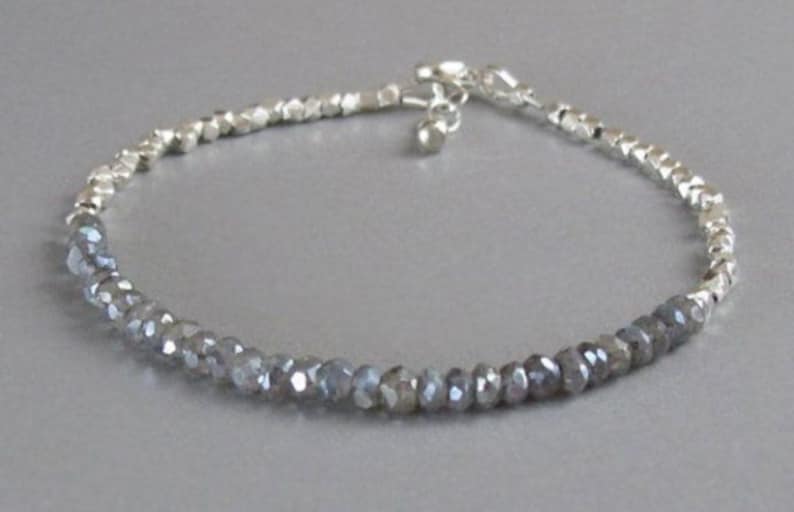 3 to 4 mm Stone Size Gemstone Bracelet Labradorite Bracelet Beaded Women/'s Bangle Silver 925 Sterling Ball Bracelet