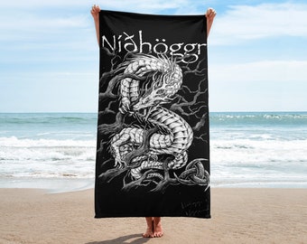 Nidhoggr - Nidgogg - Yggdrasil - Norse Mythology - Norse Dragon - Viking Dragon - Viking Towel - Dragon Towel