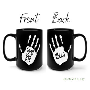 Hello Goodbye Black Mug 15oz - Umbrella Academy - Pop Culture - Vanya - klaus - hargreeves - number four - netflix series - tv show inspired
