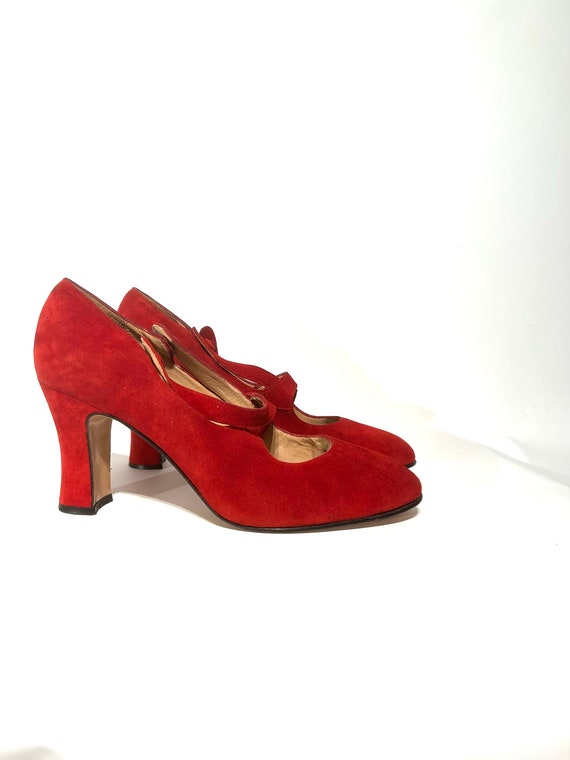 David Aaron red suede Mary Jane pumps, Red suede … - image 5