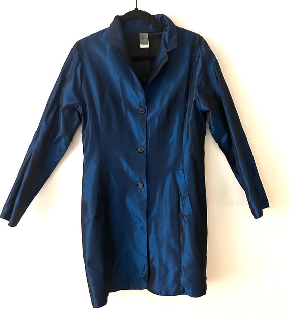 Pola vintage 1990s royal blue metallic dress coat… - image 5