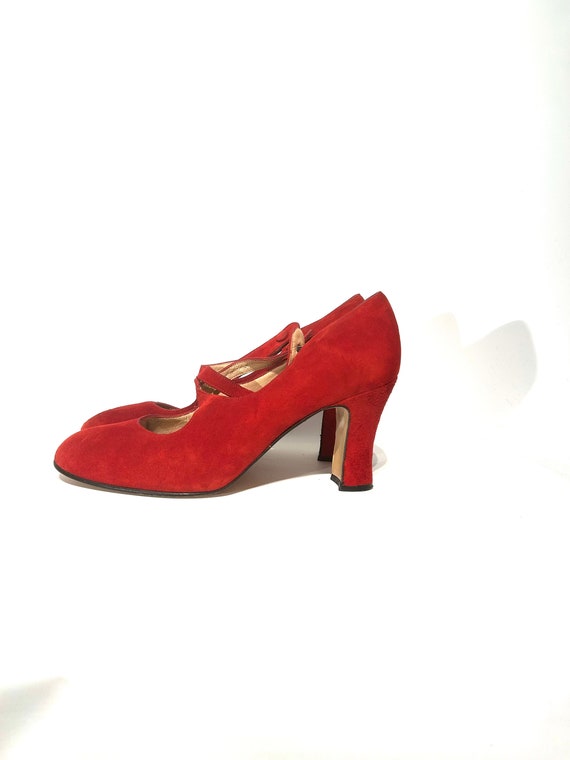 David Aaron red suede Mary Jane pumps, Red suede … - image 3
