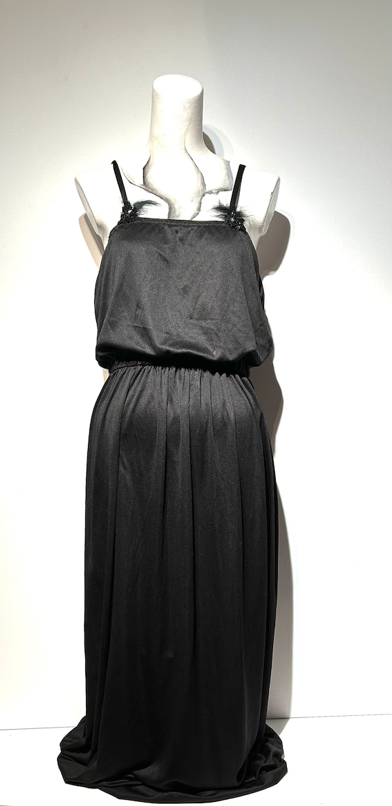 Vintage Black polyester shoulder strap dress with 