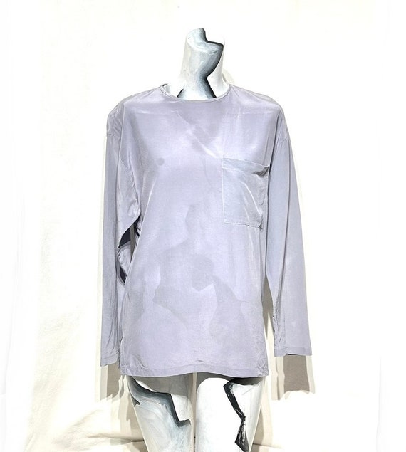 Ellen Tracy lilac lavender 100% silk long sleeve b