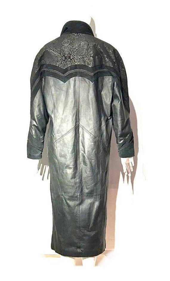 Vintage 1980s Winlet black leather trench coat, 1… - image 5