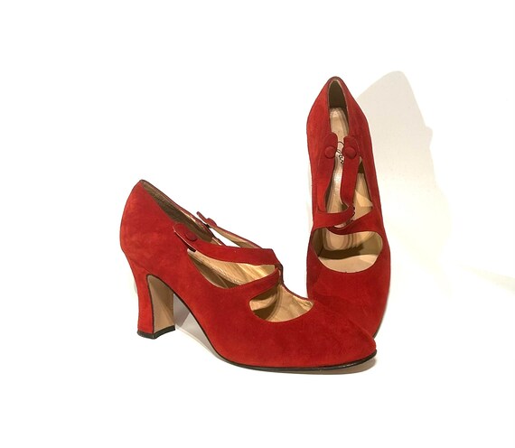 David Aaron red suede Mary Jane pumps, Red suede … - image 1
