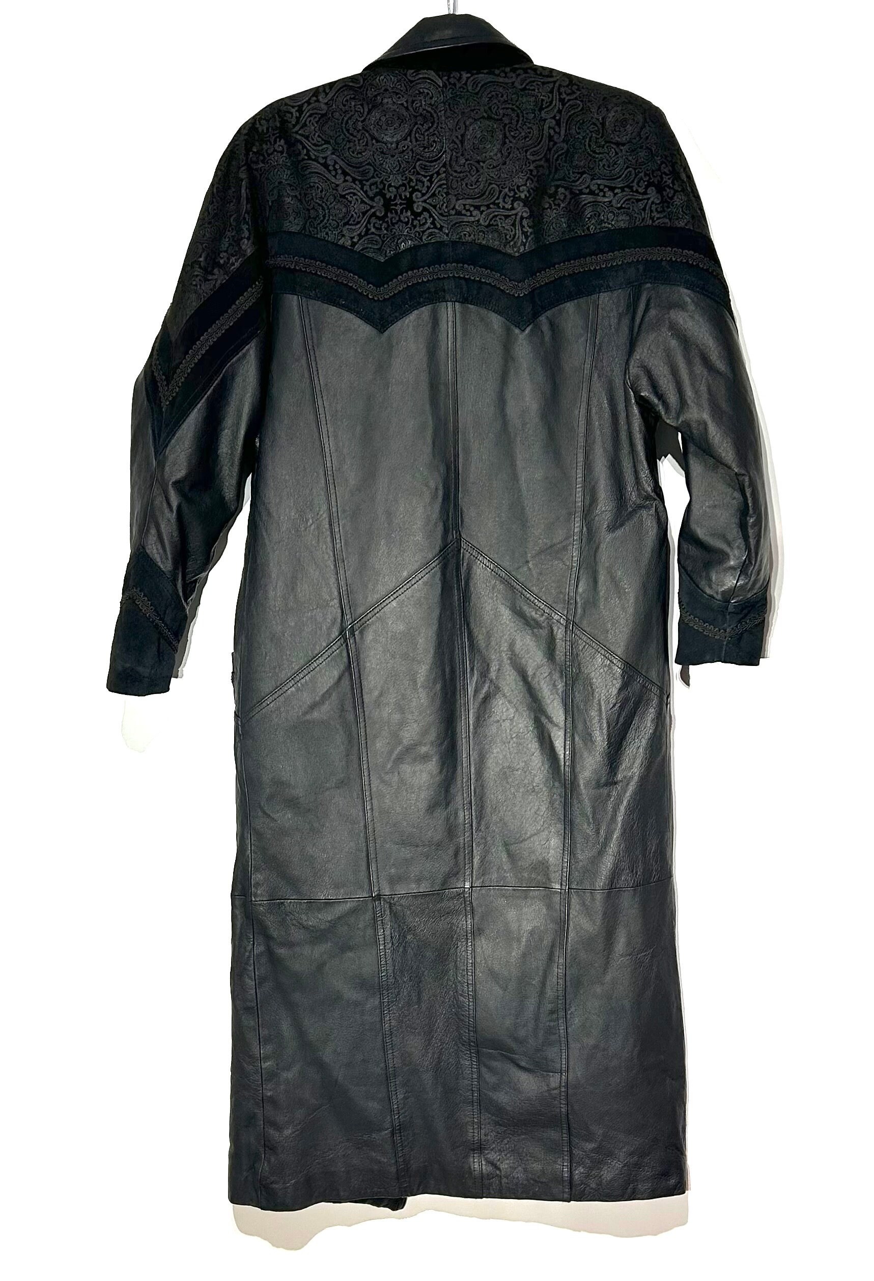 Vintage 1980s Winlet Black Leather Trench Coat, 1980s Trench Vintage 1980s Winlet Black Leather Trench Coat, 1980s Trench