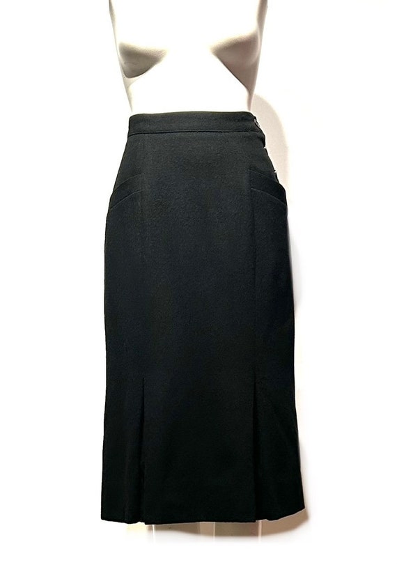 Chaus 100% wool lined black Knee Length Skirt. Si… - image 1