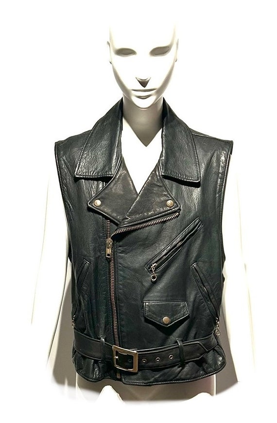 DKNY leather vest, DKNY black leather vest, black 