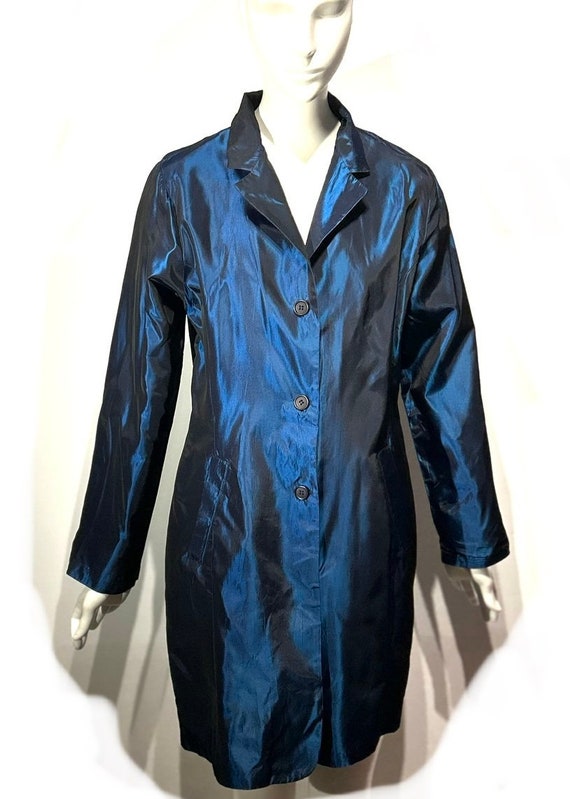 Pola vintage 1990s royal blue metallic dress coat.