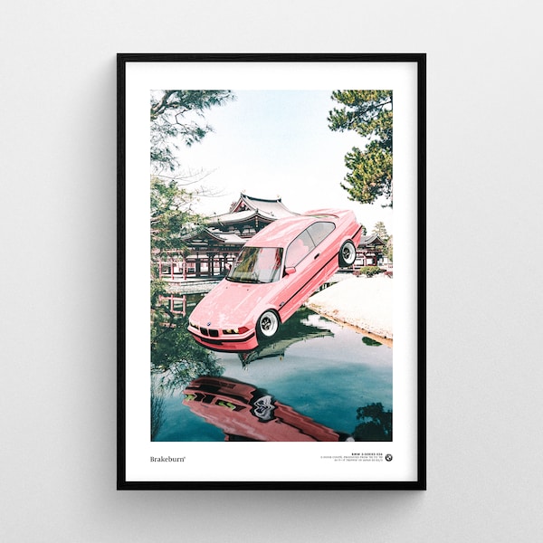 BMW E36 x Japan - PINK - 2/3 - Fine art print - Poster - Illustration - BMW 3-Series M3 318 320 323 325 328