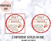 Valentine Hot chocolate bomb tag, Valentine Hot cocoa bomb tag stickers Printable Tag template, Instant Download