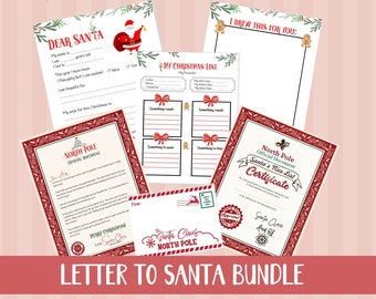 LETTER TO SANTA Bundle Printable, Letter from Santa, Christmas List Kit, Dear Santa Letter printable and Envelope Digital Download, Instant