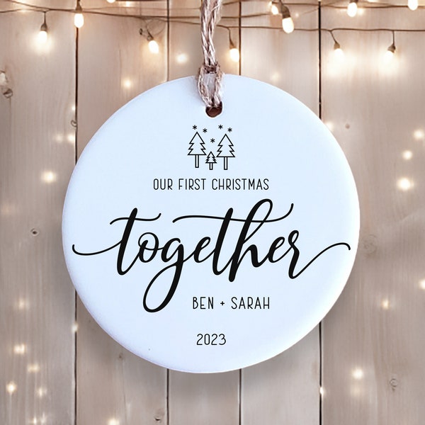 First Christmas Together Ornament - Personalized with Names - Ceramic Ornament - Custom Ornament - Christmas Keepsake - Couple Ornament