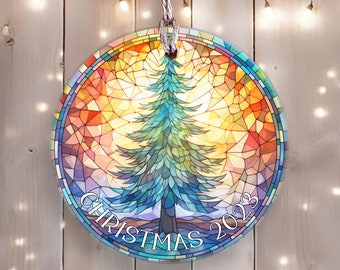 Ceramic Ornament (Stained Glass Look) - Christmas 2023 - Christmas Tree 'Stained Glass' Look - Christmas Tree Ornament - 2023 Ornament Gift