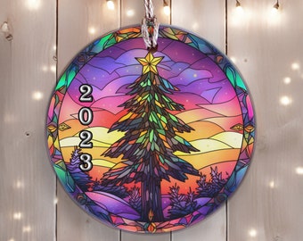 Ceramic Ornament - Christmas 2023 - Christmas Tree 'Stained Glass' Look - Gift - Christmas Tree Ornament