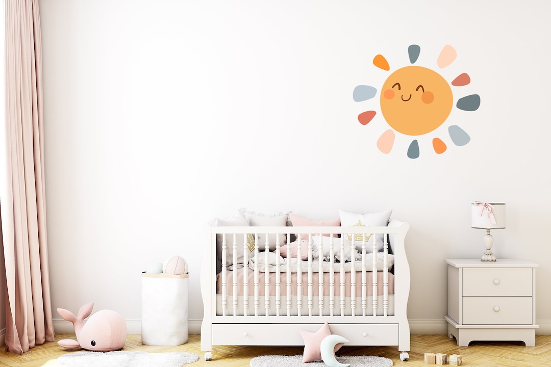 Sun Color Stickers Colourful Sun Wall Decal - Fabric Wall Stickers - Sunshine - Happy Sun ...