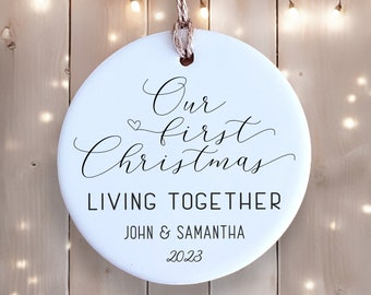 Personalized Ornament - Our First Christmas Living Together - Personalized with Names - Ceramic Ornament - Christmas Keepsake - Couple Gift