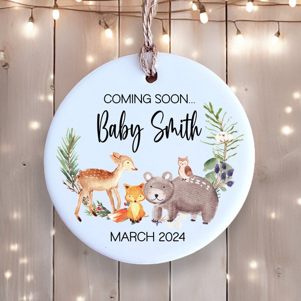 Baby Coming Soon Ornament - Ceramic Ornament - Gift for New Grandparents or Pregnancy Announcement - Christmas Ornament - New Baby Ornament