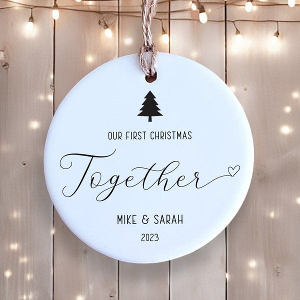 Our First Christmas Together Ornament - Personalized with Names - Ceramic Ornament - Custom Ornament - Christmas Keepsake - Couple Ornament