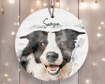 Personalized Ceramic Ornament - Watercolour Photo, Name and Date/Year - Personalized Ornament Gift - Christmas Keepsake - Pet Owner Gift