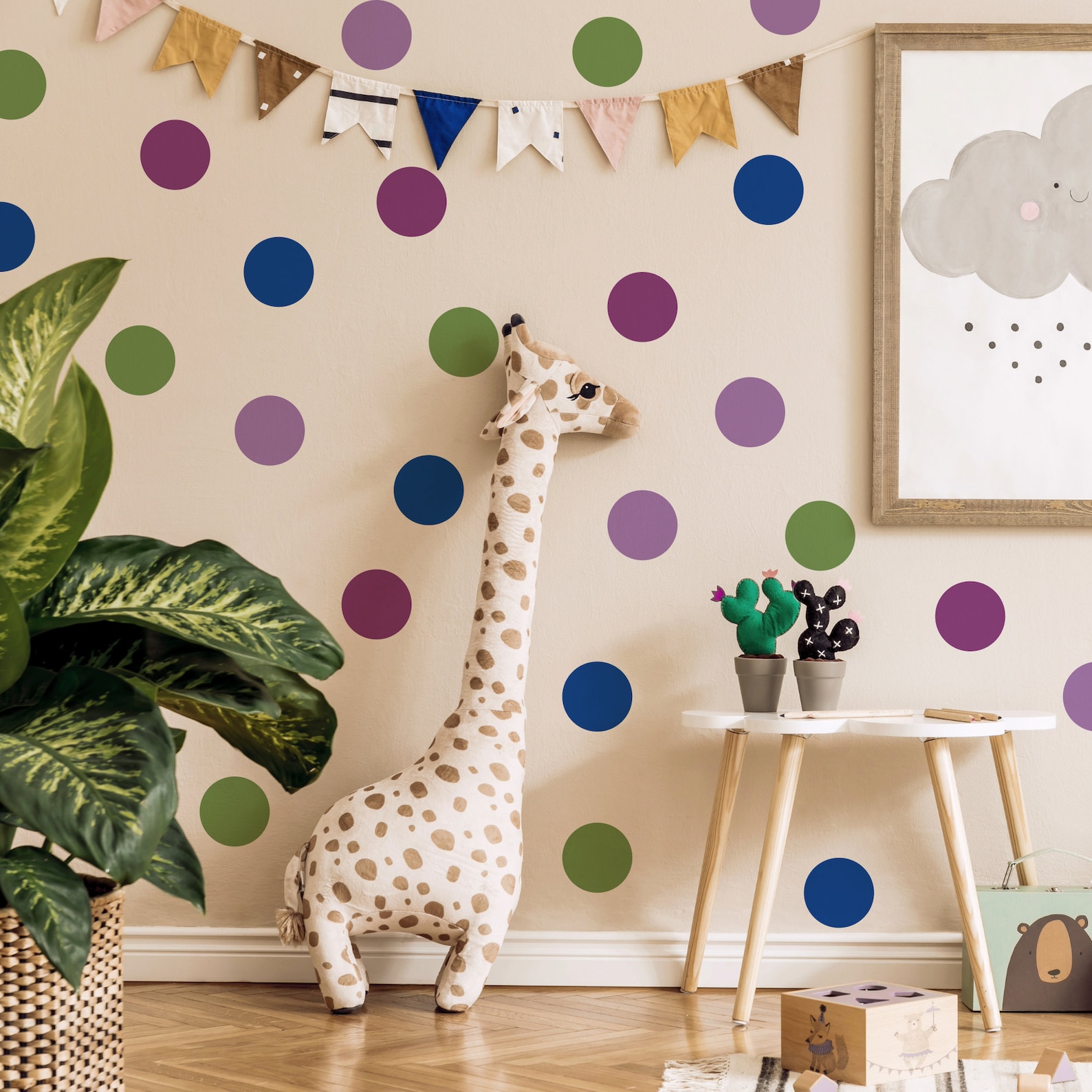 Wall Dot Decals | Pack of 30 | Removable & Reusable Fabric Stickers ...