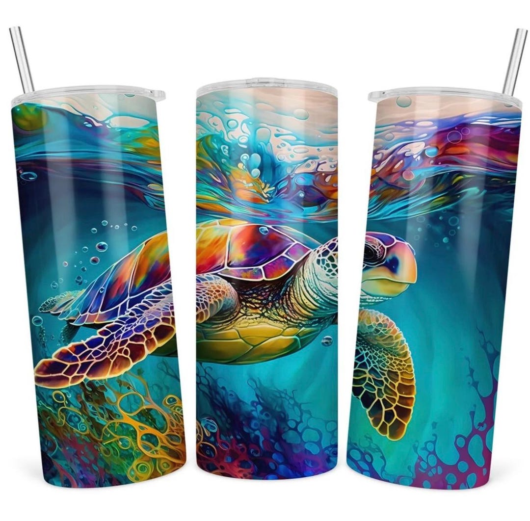 Sea Turtle 20oz Skinny Stainless Steel Drinking Tumbler - Etsy