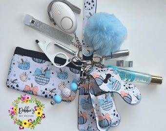 Safety keychain-defense-wristlet-personalized-accessories-coin purse-led light alarm-lip gloss-card grabber-etc-cute pumpkins-fall season