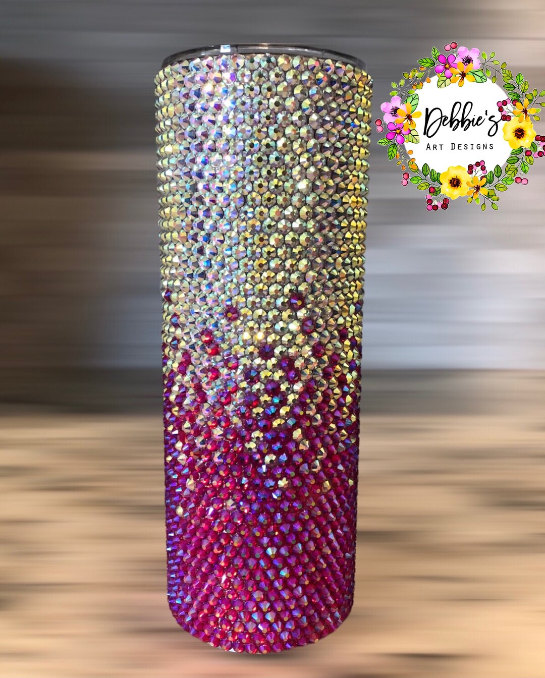 Ombré Design Glass Rhinestone Tumbler Stainless Steel Etsy