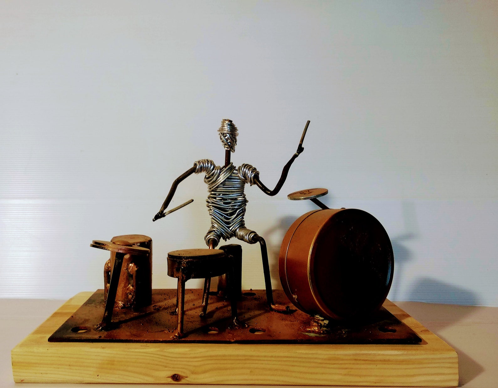 Drum player wire art sculptre Wire Drummer Gift for music