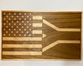 Wooden South Africa Flag | American South African Wall Art | Rustic Dual Nation Wood Sign | Friendship Gift | Expat Home Decor | Citizenship