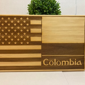 Half American half Colombian flag , Colombia, Colombian, Colombian flag, Colombia flag, wood Colombian, wood Colombia
