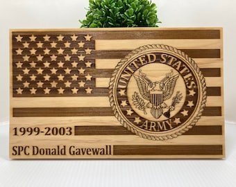 Army American Flag, Laser Engraved, Graduation Gift, Army, Duty Station Change, Military Pride, Military Gift, Army Gift, U.S. Army