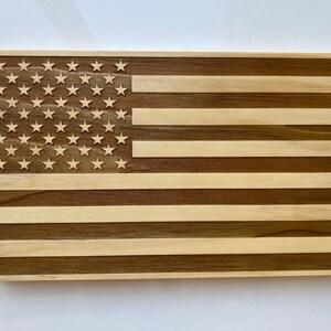 American Flag Laser Engraved Wood Sign Rustic