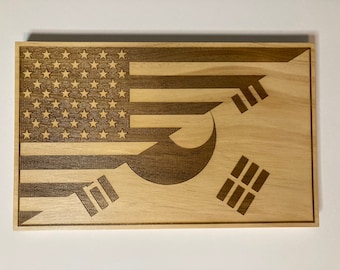 USA South Korea Flag | American South Korea Flag Wall Art | Rustic Dual Nation Wood Sign | Friendship Gift | Expat Home Decor | Citizenship