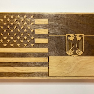 American and German Flag, Laser Engraved Gift, German citizenship gift, American German gift, dual citizen gift, Germany flag German