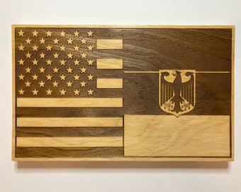 Wooden USA Germany Flag | American German Flag Wall Art | Rustic Dual Nation Wood Sign | Friendship Gift | Expat Home Decor | Citizenship