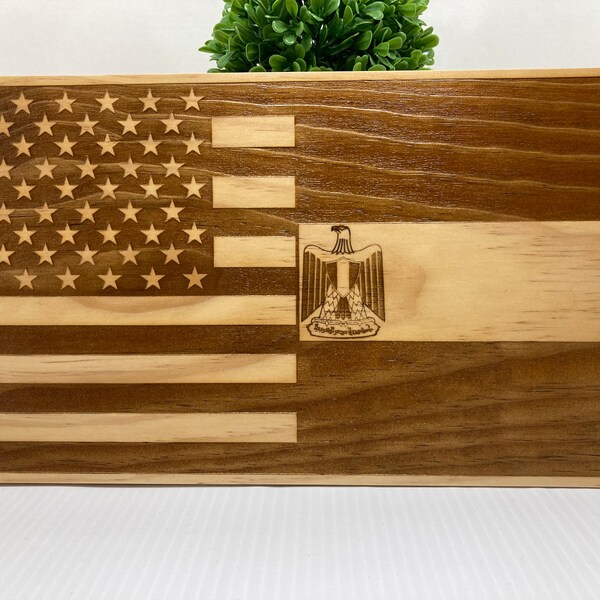 American and Egyptian Flag, Laser Engraved Gift, Egyptian citizenship gift, American Egyptian gift, dual citizen gift