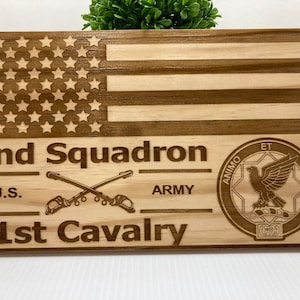 2nd Squadron 1st Cavalry wooden flag / 2-1 cav / Cav Scout / 1st Cavalry / 2/1 / 2/1 cav