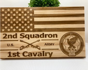 2nd Squadron 1st Cavalry wooden flag / 2-1 cav / Cav Scout / 1st Cavalry / 2/1 / 2/1 cav