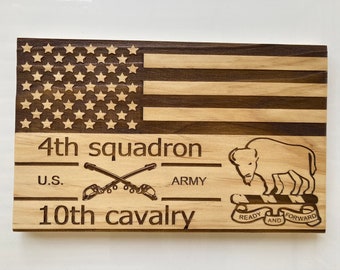 4-10 Cav wooden flag engraved