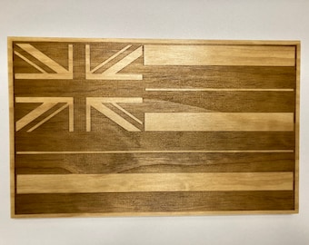 Wooden Hawaii Flag | Hawaii Flag Wall Art | Rustic Dual Nation Wood Sign | Friendship Gift | Expat Home Decor | Citizenship